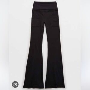 Aerie Women's Black fold over flare leggings